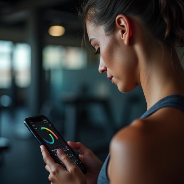 Athlete reviewing analytics